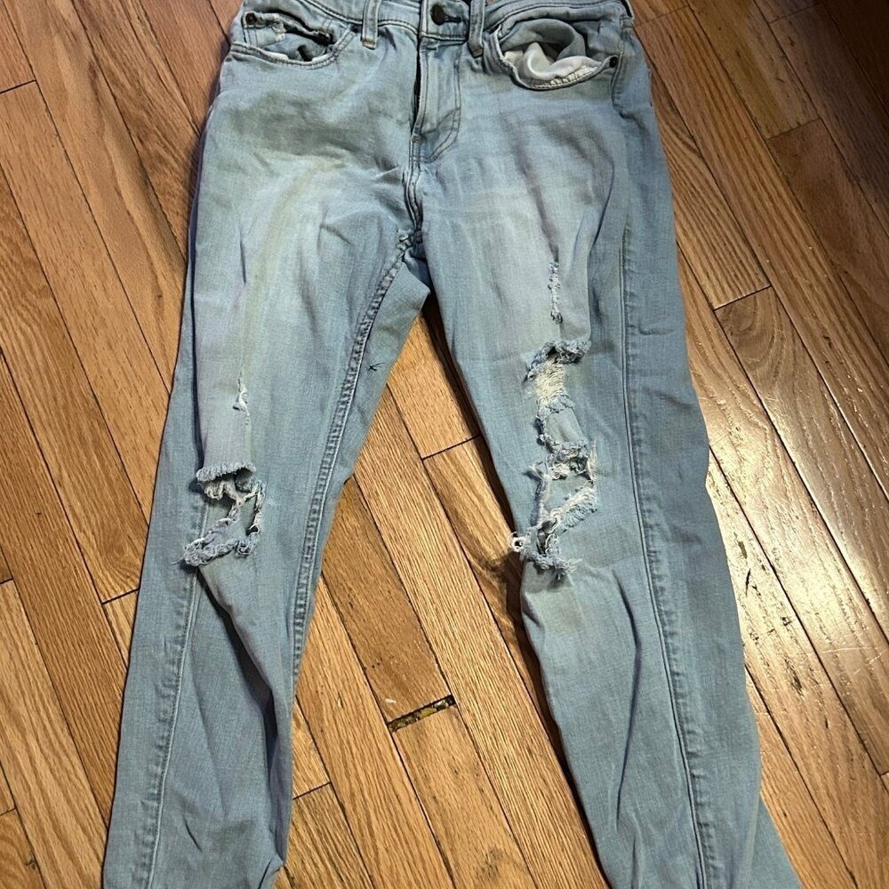 Hollister High Rise Super Skinny Jeans Size 28 x 30 Light Wash Distressed T26-3